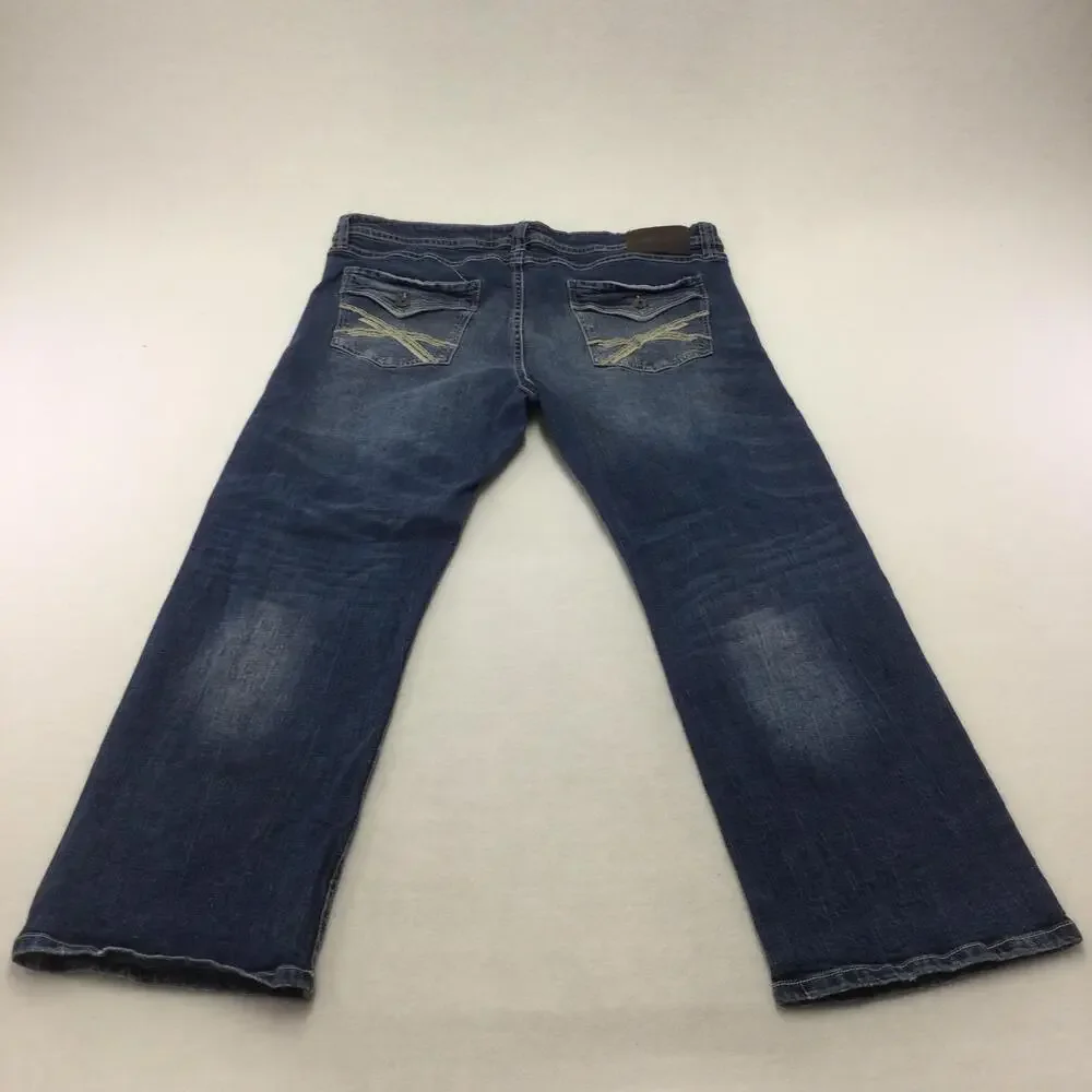 TK Axel Slim Boot Jeans Mens 40x32 Blue Wash Bootcut Denim Stretch Zip Fly